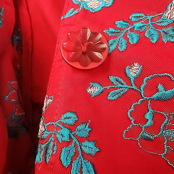 Johnny Was Floral Embroidered Coat Red Medium Like New *RARE FIND* - Picture 16 of 16